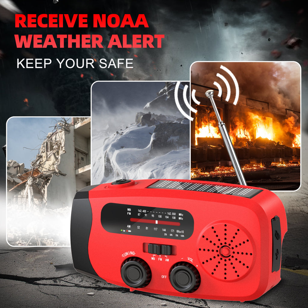 Emergency Hand Crank Radio,7400Mwh AM/FM/NOAA Solar Radio with USB Charged and LED Flashlights for Hurricane