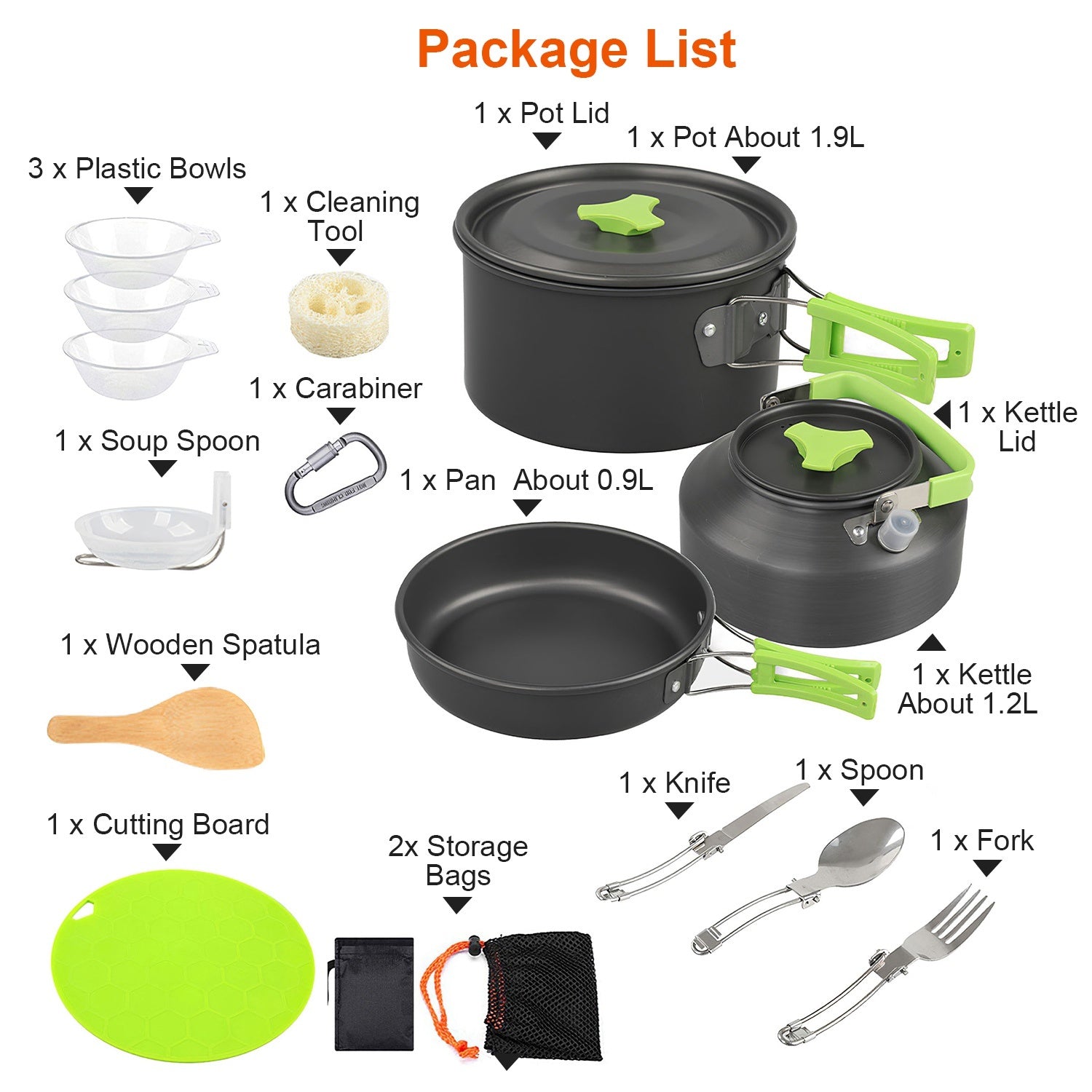 16 Pcs Emergency Cooking Ware Set