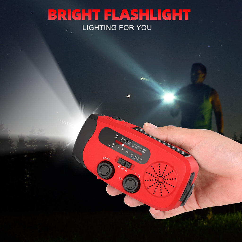 Emergency Hand Crank Radio,7400Mwh AM/FM/NOAA Solar Radio with USB Charged and LED Flashlights for Hurricane
