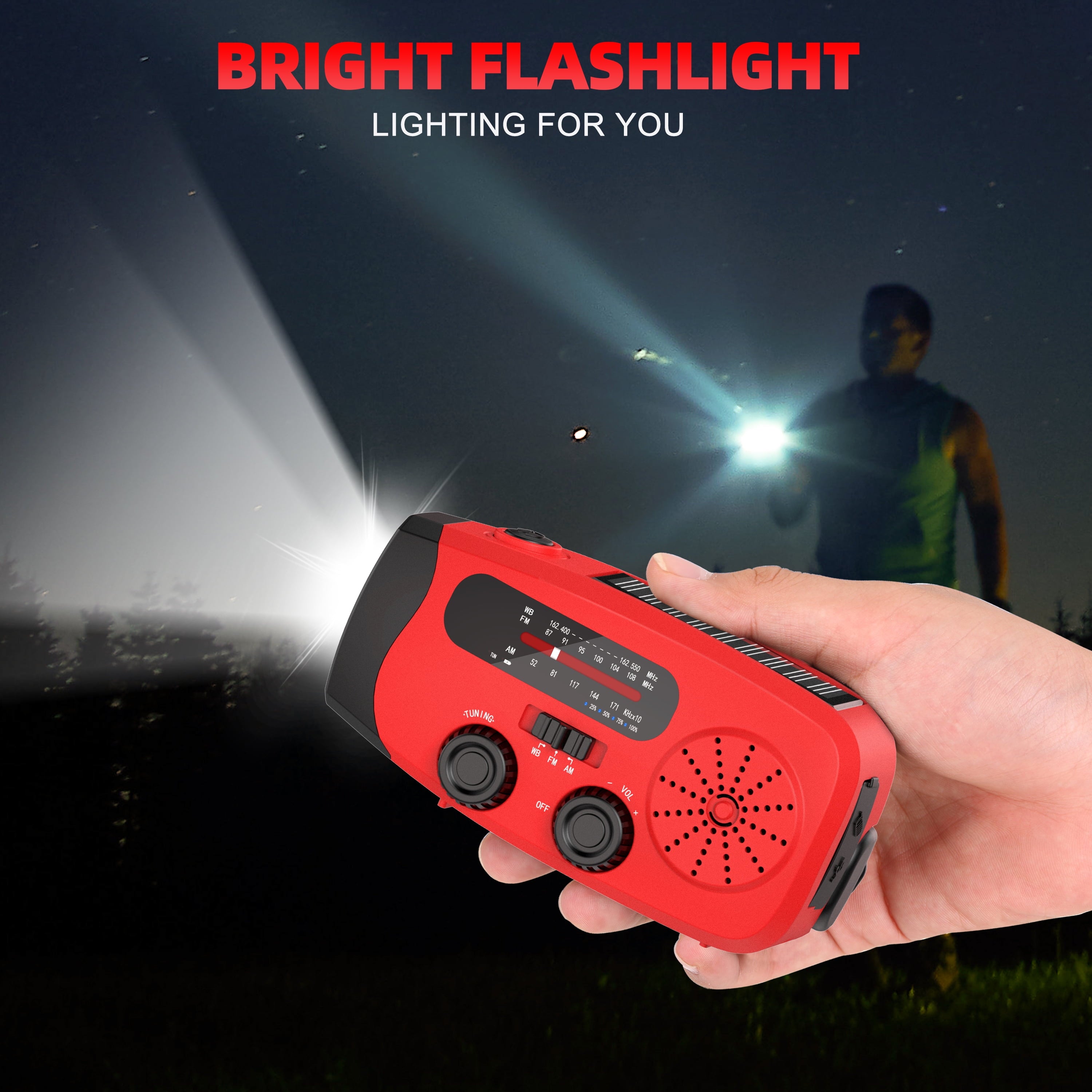 Emergency Hand Crank Radio,7400Mwh AM/FM/NOAA Solar Radio with USB Charged and LED Flashlights for Hurricane