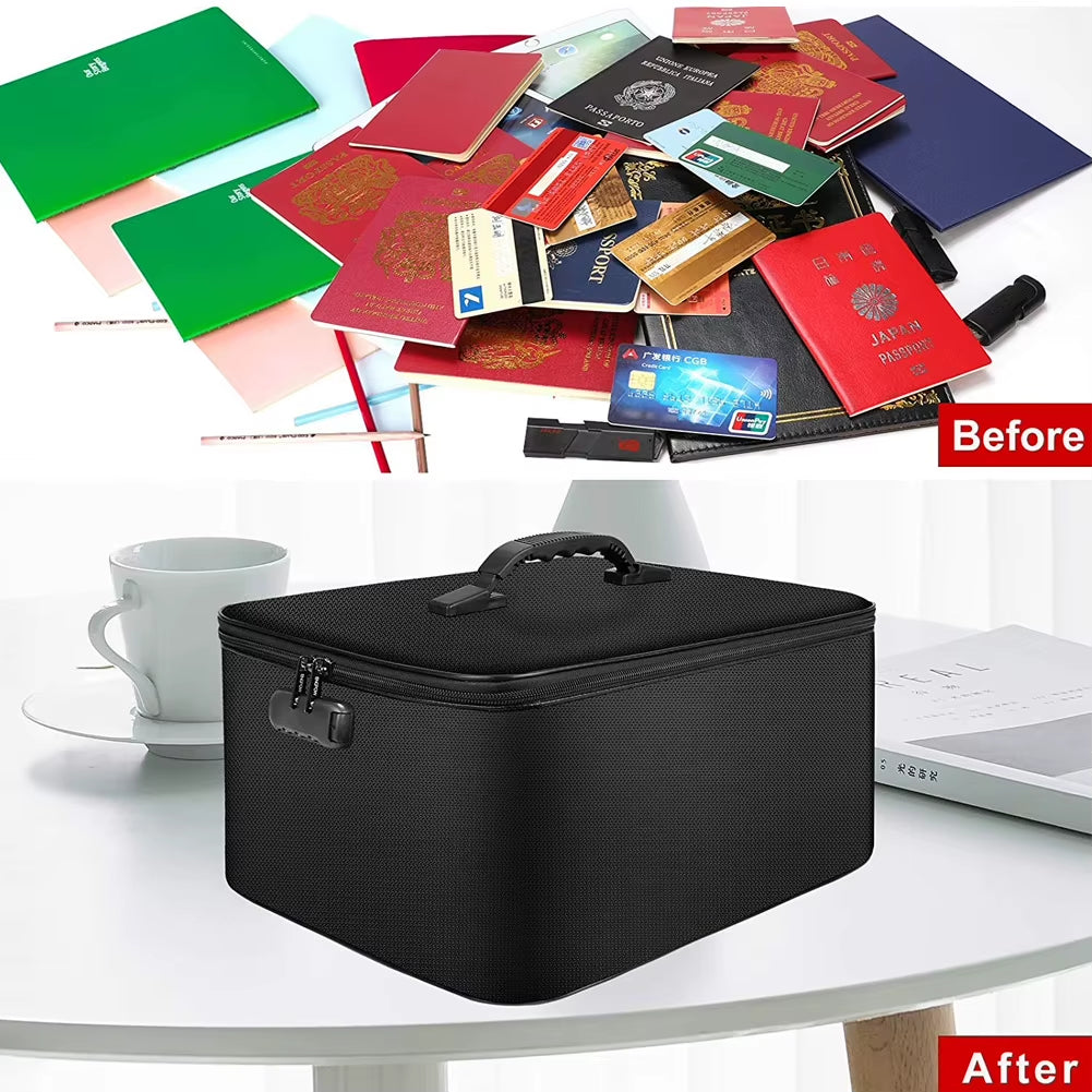 Fireproof & Water-Resistant Document Organizer Bag 4-Layer Large Space,File Storage Case with Lock Safe for Important Documents